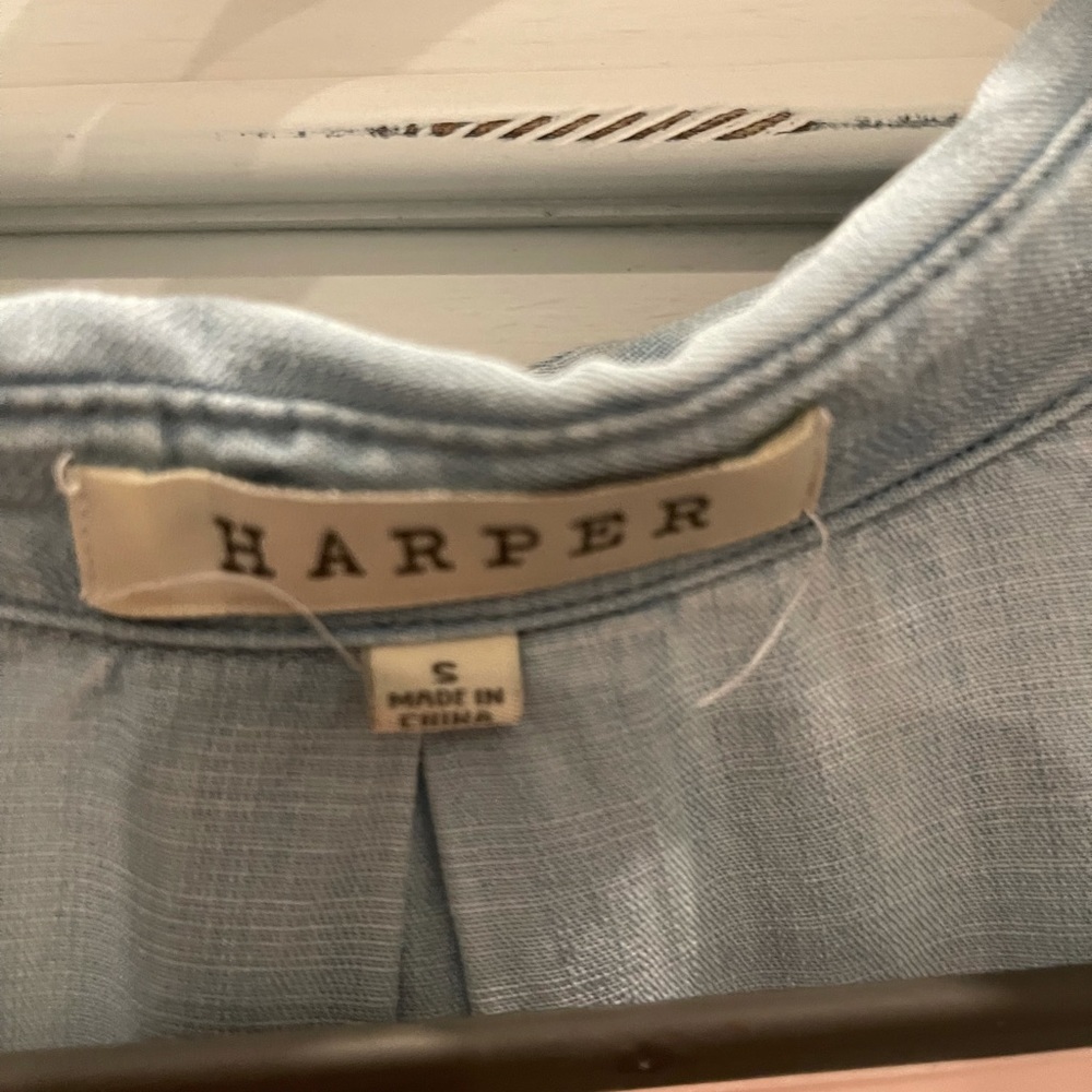 chambray button down high-low top - Picture 3 of 3